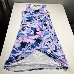 Chicos Midi Sleeveless Dress Floral Asymmetric Hem Stretchy Casual 1 MEDIUM